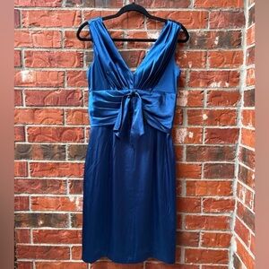 Eliza J Womens 6 Blue Vneck Sleeveless Cocktail Wedding Guest Evening Dress